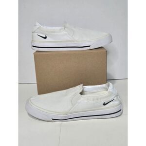 Nike Court Legacy Canvas Slip-On Shoes | Women's 7 | White/Black | CW6540-100